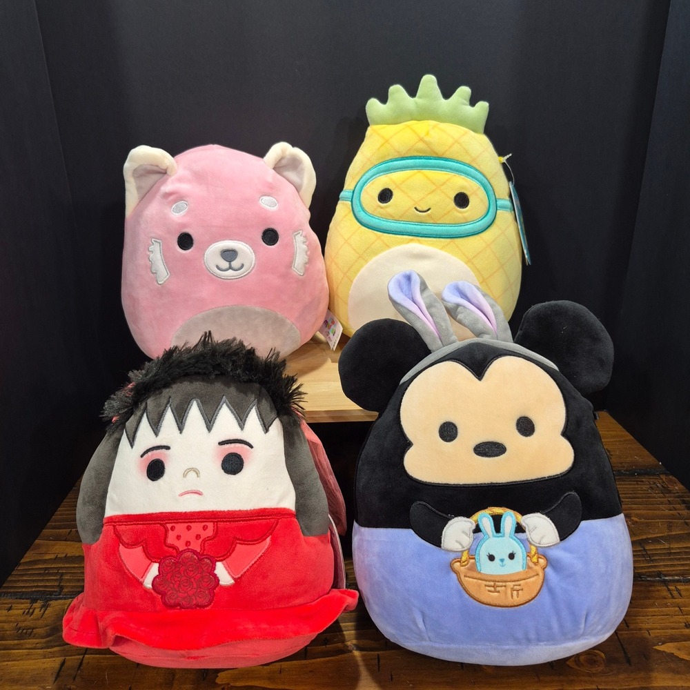 Set 4 Squishmallows Lydia Deetz Maui Pineapple Micky Easter Bunny Dohna Mischa